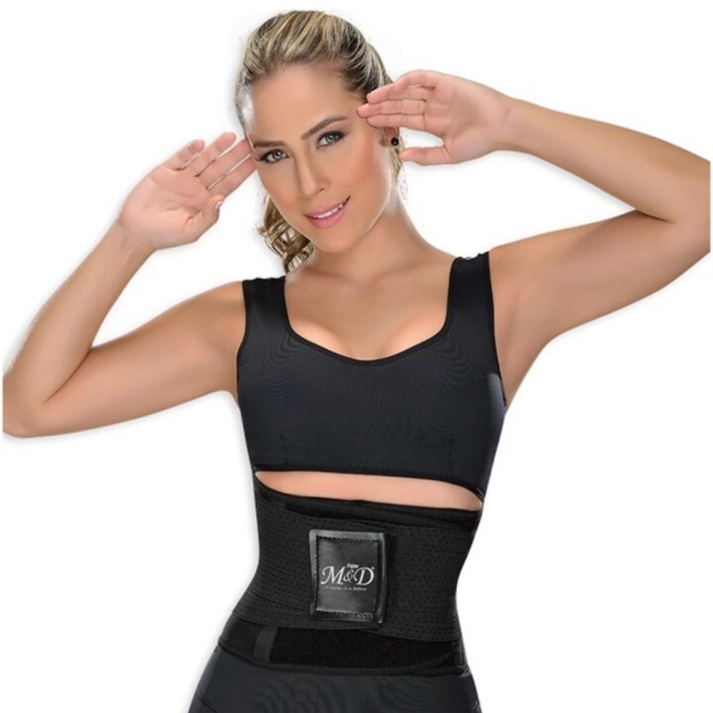 M&D Neoprene Waist Trainer Workout Belt Black